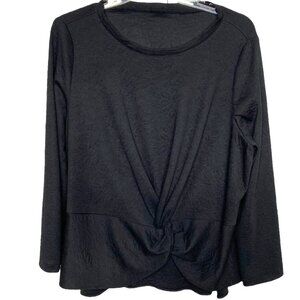 Womens Black Stretch Textured Knit Long Sleeve Handmade Top Size 22/24 Goth Boho